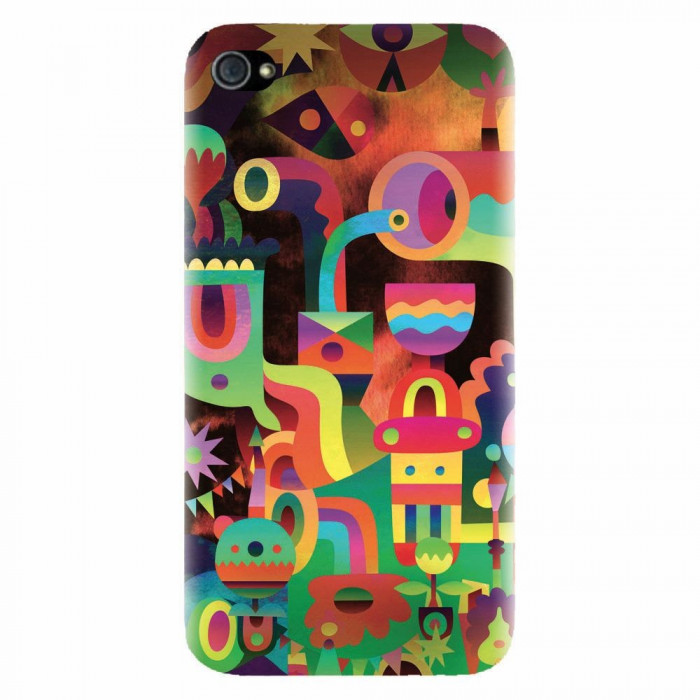 Husa silicon pentru Apple Iphone 4 / 4S, Abstract Colorful Shapes