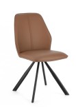 Cumpara ieftin Set 4 scaune fier negru imitatie piele maro Maxwell 44x62x88 cm