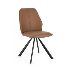 Set 4 scaune fier negru imitatie piele maro Maxwell 44x62x88 cm