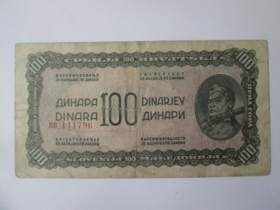 Rara! Iugoslavia 100 Dinara 1944 in stare buna foto
