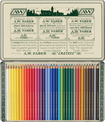 Creioane Colorate Faber-Castell Polychromos 111 Ani, 36 culori, cutie metal foto