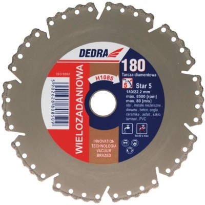 Disc diamantat segmentat, beton, taiere umeda si uscata, 180 mm, Dedra foto