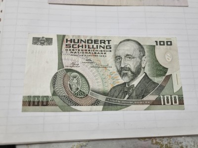 bancnota austria 100 schilling 1984 foto