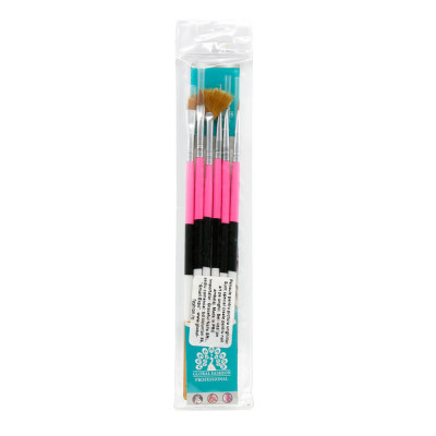 Set pensule manichiura, pentru pictura pe unghii, 6 piese, culoare roz foto
