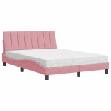 Cumpara ieftin Pat cu saltea, Hanko, roz, 140x200 cm, catifea