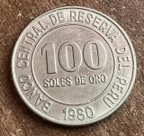 C50 - Moneda foarte veche - Peru - 100 soles de oro - 1980