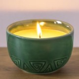 Ghiveci Ceramic Verde cu Lumanare Citronela Relief, CMCLASS