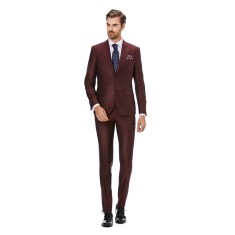 Costum barbati grena matase slim CT003