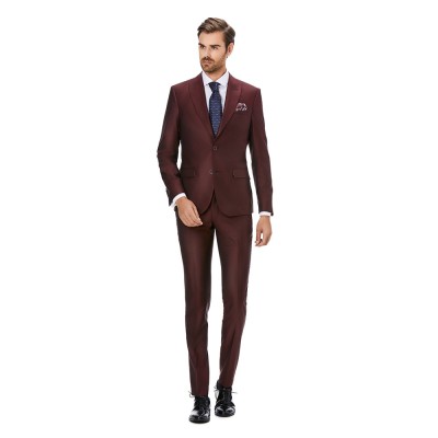 Costum barbati grena matase slim CT003 foto