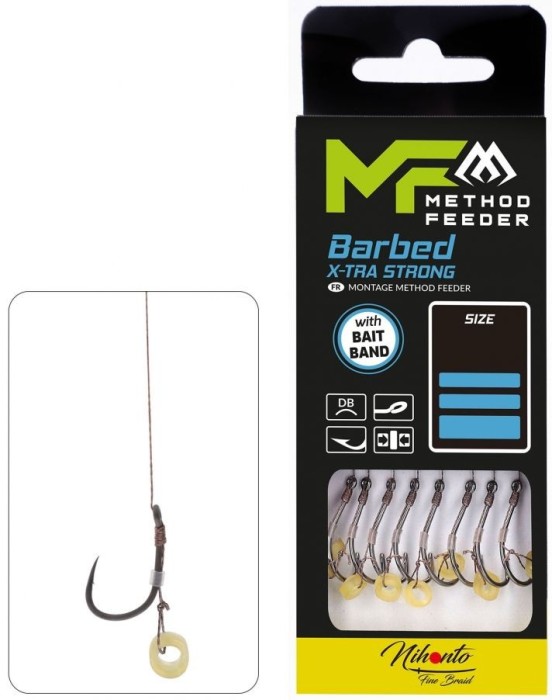 Carlige Legate MIKADO Method Feeder Rig Cu Banda X-Tra Strong, Nr.6, 0.12mm, 10cm, 8buc/pac