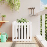 Jardiniera Gradina Design Gard vidaXL, Alb, 70x70x70 cm, Lemn Masiv Pin, Ghiveci Exterior Interior, Spatiu Amplu Plante Flori