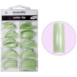 Tipsuri false, colorate, 100buc - verde spray, nr.1 - 10, AMAZING SHINE