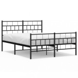 Cumpara ieftin Cadru pat metalic cu tablie de cap/picioare, negru, 140x200 cm