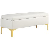 HOMCOM Bancă cu Spațiu de Depozitare, suport&acirc;nd p&acirc;nă la 120kg, 120x44x44,5cm, Bej | Aosom Romania