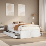 VidaXL Cadru pat fără saltea/cu sertare alb 120x190 cm lemn masiv pin