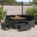 vidaXL Set de canapele pentru grădină cu pernă 8 pcs Negru Rattan poli 3364594