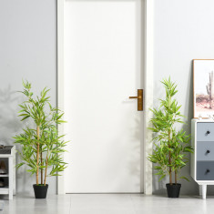 Outsunny Set 2 Plante de Bambus Artificiale in Ghuiveci de 120cm pentru Interior si Exterior