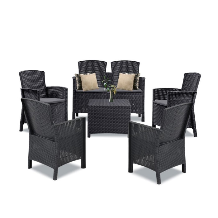Set de mobilier de grădină Lima III cu 6 locuri, grafit
