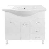 Masca baie + lavoar Savini Due Rimini 977S, cu sertare si usi, alb, 86 x 85 x 47 cm
