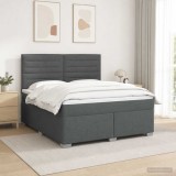 Cumpara ieftin Pat boxspring cu saltea Gri inchis 160 x 200 cm Tesatura