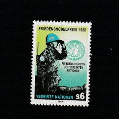 Natiunile Unite Vienna 1989-UN Premiul Nobel pentru pace,1988,dant,MNH,Mi.91