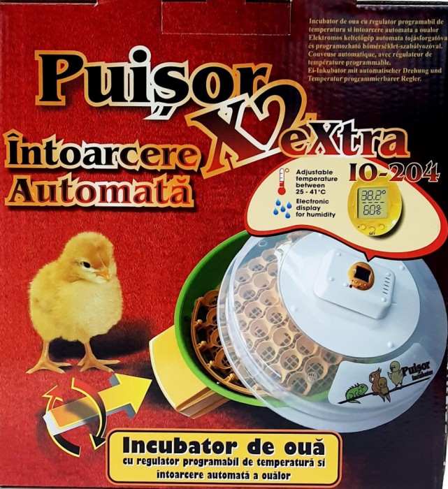Incubator automat Puisor X2 Extra IO-204 100W afisaj LCD temperatura programabila 25&ordm;C - 41&ordm;C Electro Admon IO-204