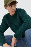 Abercrombie &amp; Fitch pulover din amestec de lana barbati, culoarea verde