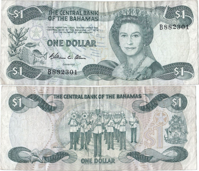1984 , 1 dollar ( P-43a ) - Bahamas