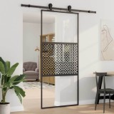 Cumpara ieftin Ușă glisantă Negru 90 x 205 cm Sticlă securizată, Aluminiu