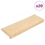 vidaXL Covorașe pentru scări, 20 buc., 65x21x4 cm, margini dreptunghiulare, crem
