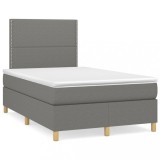 Cumpara ieftin Pat box spring cu saltea, gri inchis, 120x200 cm, textil