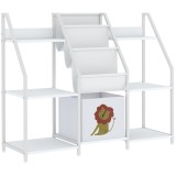 AIYAPLAY Bibliotecă și Organizator de Jucării pentru Copii, Metal, PAL, 93 x 30 x 76 cm, Alb | Aosom Romania