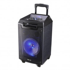 Boxa portabila bluetooth Akai, display LED, lumini disco, functie inregistrare, microfon foto