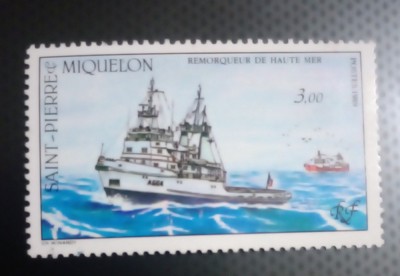 Saint Pierre et Miquelon 1989 vapoare, remorcator serie 1v. mnh foto