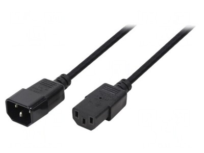 Cablu Prelungitor IEC C13 la IEC C14 3m Negru 10A 250V foto
