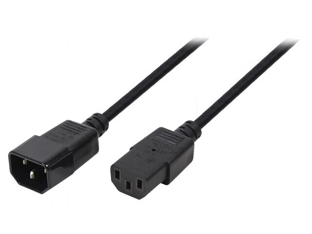 Cablu Prelungitor IEC C13 la IEC C14 3m Negru 10A 250V