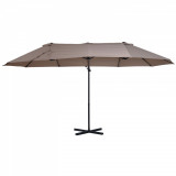 Outsunny Umbrelă Dublă de Soare, Poliester Anti-UV și Impermeabil, 270x460x250 cm, Design Elegant, Maro | Aosom Romania