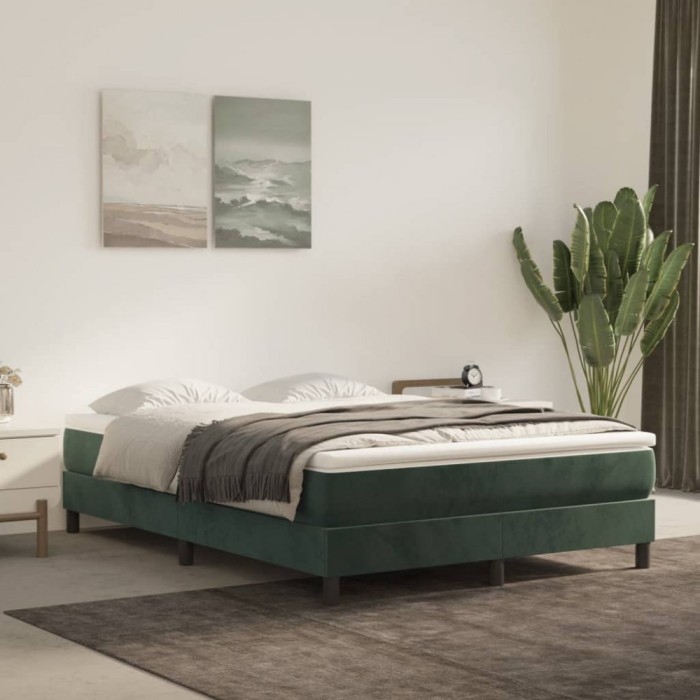 vidaXL Cadru de pat box spring, verde &icirc;nchis, 140x190 cm, catifea