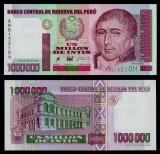 PERU █ bancnota █ 1000000 1,000,000 Intis █ 1990 █ P-148 █ UNC █ necirculata