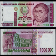 PERU █ bancnota █ 1000000 1,000,000 Intis █ 1990 █ P-148 █ UNC █ necirculata