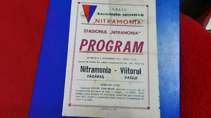 program Nitramonia Fagaras - Viitorul Vaslui