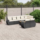 VidaXL Set mobilier de grădină cu perne, 9 piese, negru, poliratan 3257421