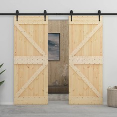 vidaXL Ușă glisantă cu set feronerie, 80 x 210 cm, lemn masiv de pin 3057581