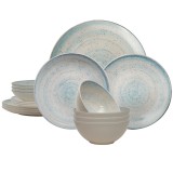 Set farfurii, 16 piese, pentru 4 persoane, Marshmallow, Multicolor