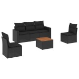 Cumpara ieftin Set mobilier de gradina cu perne, 6 piese, negru, poliratan
