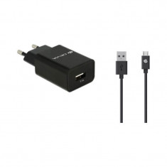 Incarcator Voiaj 1x USB 2.1A +cablu USB Type C 1m Negru Devia 12CN