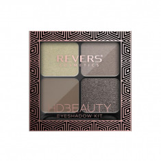 Paleta fard de pleoape cu 4 culori HD Beauty, Metallic Effect, Revers, nr.11, nude