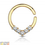Piercing rotund pentru ureche sau nas - coroană decorativă cu zirconii, 1 mm - Culoare Piercing: Auriu