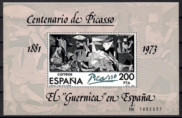 Spania 1981 - 100 de ani de la nașterea lui Picasso, 1881-1973, Colita, MNH
