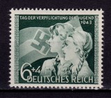 ✅ (S42) Germania Reich 1943 &quot;Ziua angajamentului tinerilor 1943 &quot; serie completa Michel 843, MNH